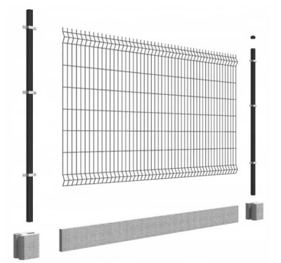 Ogrodzenie panelowe panel systemowy czarny 1,47m+20x246cm