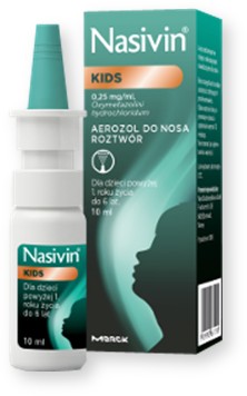 Nasivin Kids 0,25 mg/ml, aerozol do nosa, 10 ml