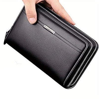 Męski długi portfel biznesowy, duża kopertówka, portfel na telefon komórkowy
