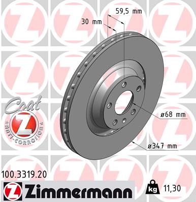 ZIMMERMANN 100.3319.20 DISKU STABDŽIŲ 