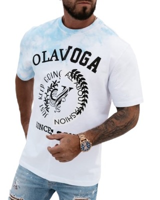 T-shirt męski OLAVOGA FORCE biało - błękitny - XL