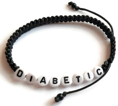 Bransoletka dla cukrzyka napis DIABETIC informacyjna cukrzyca diabetyk