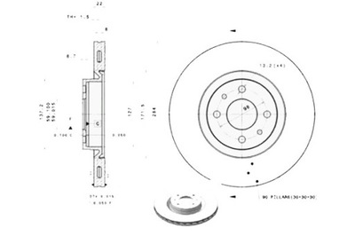 Brembo тормозные диски тормозные 2szt. alfa romeo 155 fiat фото №1