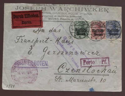 Czestochowa poczta miejska Fischer nr.2 h na przesylce atest Walocha PZF