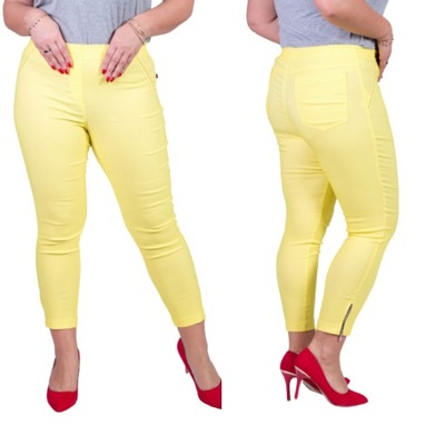 Spodnie 7/8 MIKSA z zipem żółte Plus Size - 46