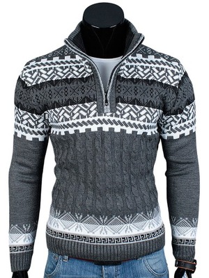 SWETER Wzór Norweski N67 Grafit__M_PRODUKT_PL