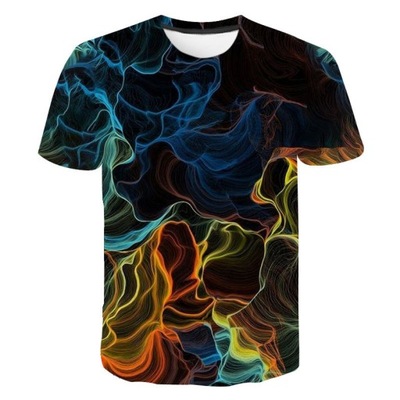 Letnie modne kolorowe pigmentowe t-shirty z grafic