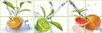 KOMPLET 3 NAKLEJKI NA PŁYTKI ŚCIANĘ SZYBĘ SZKŁO OWOCE NPK P12