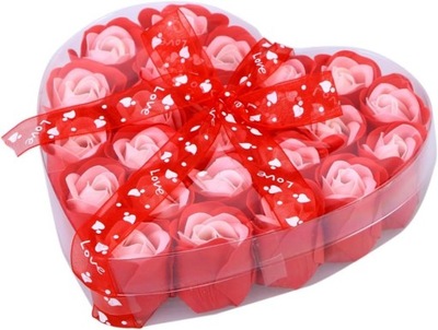 Flower box serce róże płatki mydlane prezent dla kobiety na Walentynki