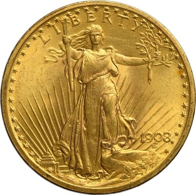 USA, 20 dolarów 1908 , St. Gaudens, No motto
