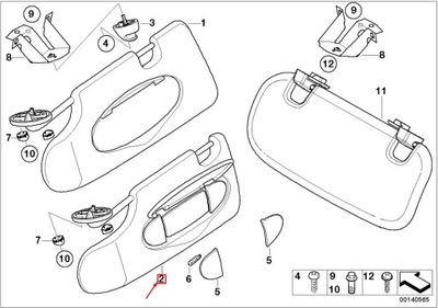 Mini cooper r50, r53 left сторона sun козирок 51167135963 7135963 фото №1