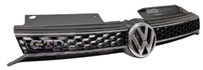 Vw golf vi 08- решітка радіатора решітка решітка радіатора чорний блиск logo фото №1