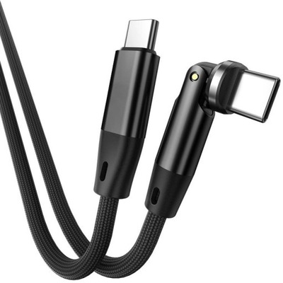 KABEL PLECIONY WZMOCNIONY 60W - USB TYP-C - C - 1,5M - OBROTOWA KOŃCÓWKA