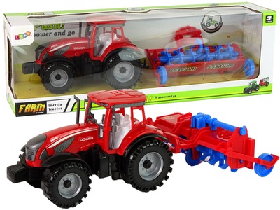 Czerwony Traktor z Pługiem Napęd Frykcyjny