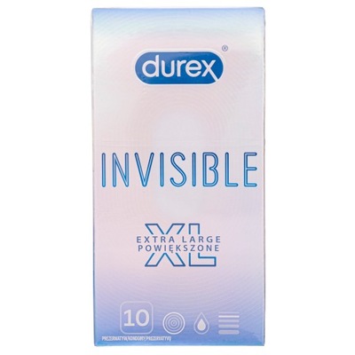 DUREX Invisible XL 10 sztuk Prezerwatywy Większe
