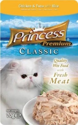 Princess Premium Kurczak Tuńczyk Ryż 70g Saszetka mokra karma dla kota HIT