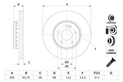 2X ДИСК ТОРМОЗНОЙ DB ПЕРЕД W205/W213 1,5-2,2 14- 0986479G41