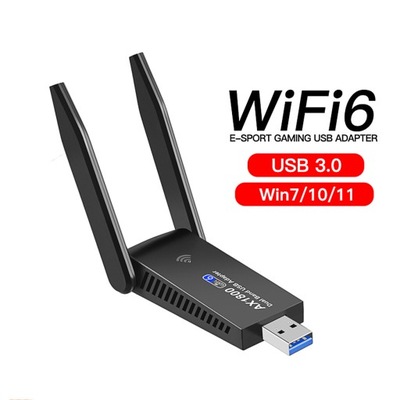 Bezprzewodowy adapter USB WiFi-6 do komputerów stacjonarnych — adapter WiFi do komputera PC 802.11ax 1800Mbps