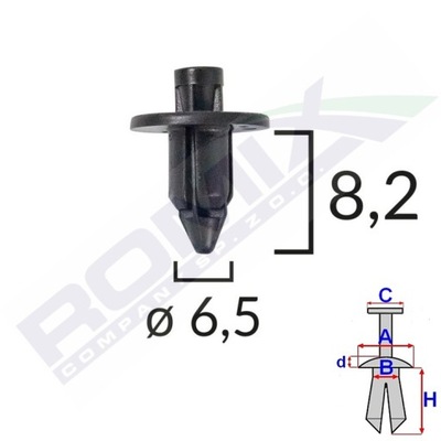 ШТИФТ ДЮБЕЛЬ ОБШИВКА 6,5MM SUZUKI HYUNDAI X10SZT