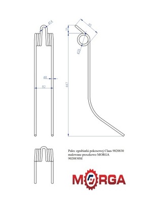 ПАЛЕЦЬ ZGRABIARKI POKOSOWEJ CLAAS 9020830 MALOWANE PROSZKOWO MORGA