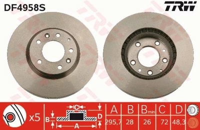 TRW DF4958S ДИСК ГАЛЬМІВНИЙ 295,7X28 V 5-OTW MAZDA