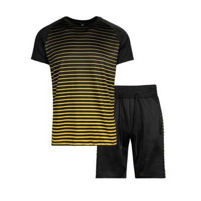 Czarno-żółty komplet męski t-shirt szorty XXL