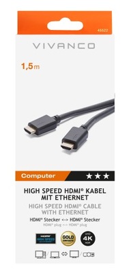 HDMI - HDMI 1,5m 2.0 3D 4K UHD/HDR 18Gbps Jakość Sklep Vivanco W-wa