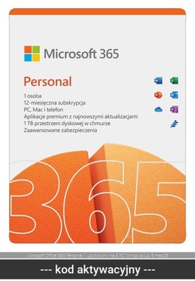 Microsoft Office 365 Personal 1 użytkownik na 5 PC Windows lub 5 macOS