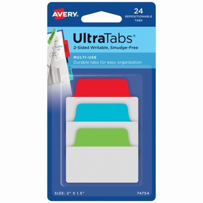 Ultra Tabs zakładki indeksujące kolorowe 50,8x38 24szt Avery