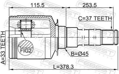 Шарнир полуось 1611-164srh febest mercedes фото №1
