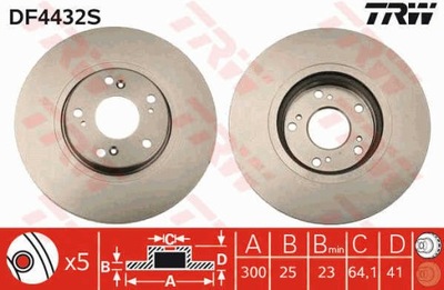 DISCOS DE FRENADO PARTE DELANTERA TRW DF4432S  