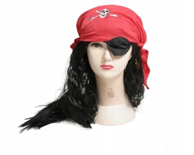 PIRAT PERUKA CZARNE WŁOSY STRÓJ PRZEBRANIE PIRATKA