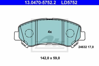 ATE 13.0470-5752.2 ZAPATAS CERÁMICOS PARTE DELANTERA QASHQAI/X-TRAIL 1,5-2,0 DCI  