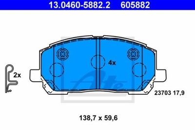 ATE 13.0460-5882.2 ZAPATAS DE FRENADO PARTE DELANTERA LEXUS RX 3,0 98-03  