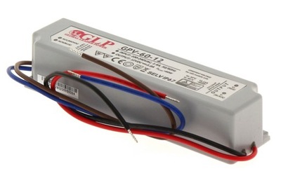 ZASILACZ 12V DC 5A 60W LED HERMETYCZNY IP67 IMPULSOWY