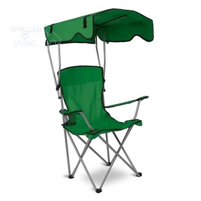 Składane krzesło turystyczne kempingowe plażowe wędkarskie daszkiem zielony
