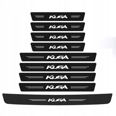 9 PIEZAS NAKLEJEK NA UMBRALES PUERTA DO FORD KUGA, 4X4/SUV, NEGRO  