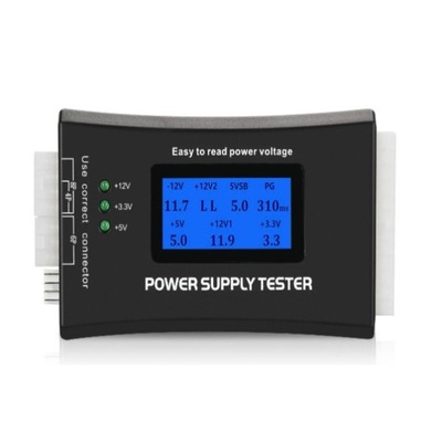 TESTER ZASILACZY KOMPUTEROWYCH SATA HDD ATX ITX WYŚWIETLACZ NAPIĘCIE