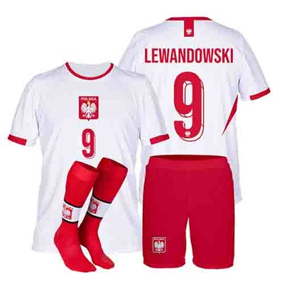 Lewandowski POLSKA BIA strój komplet getry r. 122