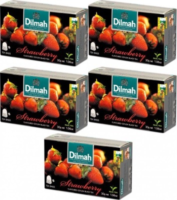 Herbata czarna w kopertach Dilmah Strawberry truskawka 20szt x5