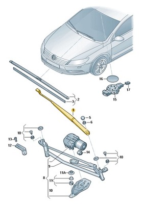 VOLKSWAGEN OE 3C8955410B SOPORTE ESCOBILLAS  