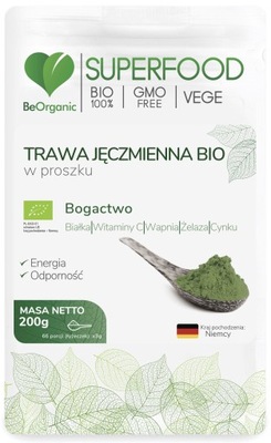 BEORGANIC Trawa Jęczmienna BIO Proszek 200 g