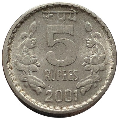 86264. Indie - 5 rupii - 2001r. - Kalkuta (bez znaku menniczego)
