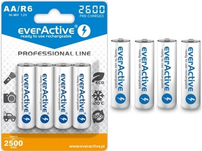 4x Akumulatorki EverActive baterie AA R06 1,2V 2600 mAh Ni-MH akumulatorek