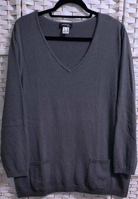 AMBRIA - FAJNY, MILUSI STALOWY SWETEREK Z KIESZENIAMI r: 48