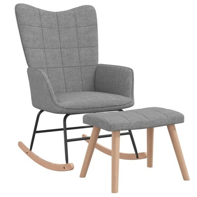 Fotel bujany z podnóżkiem, jasnoszary, 61x78x98 cm