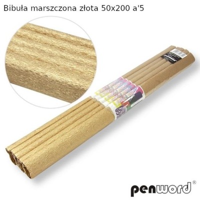 Bibuła marszczona złota 50x200 5szt