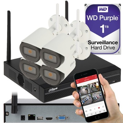 BEZPRZEWODOWY MONITORING WIFI DAHUA 4 KAMERY 4MP