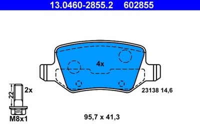 ZAPATAS DE FRENADO DB PARTE TRASERA W168/VANEO 1,6-2,1 97-12 13.0460-2855.2  