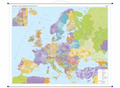 Mapa Europy z kodami pocztowymi ścienna Europa kodowa AKTUALNA DUŻA ArtGlob